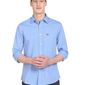 U.S. Polo ASSN. Men's Solid Spread Collar Premium Cotton Tailored Fit Shirt